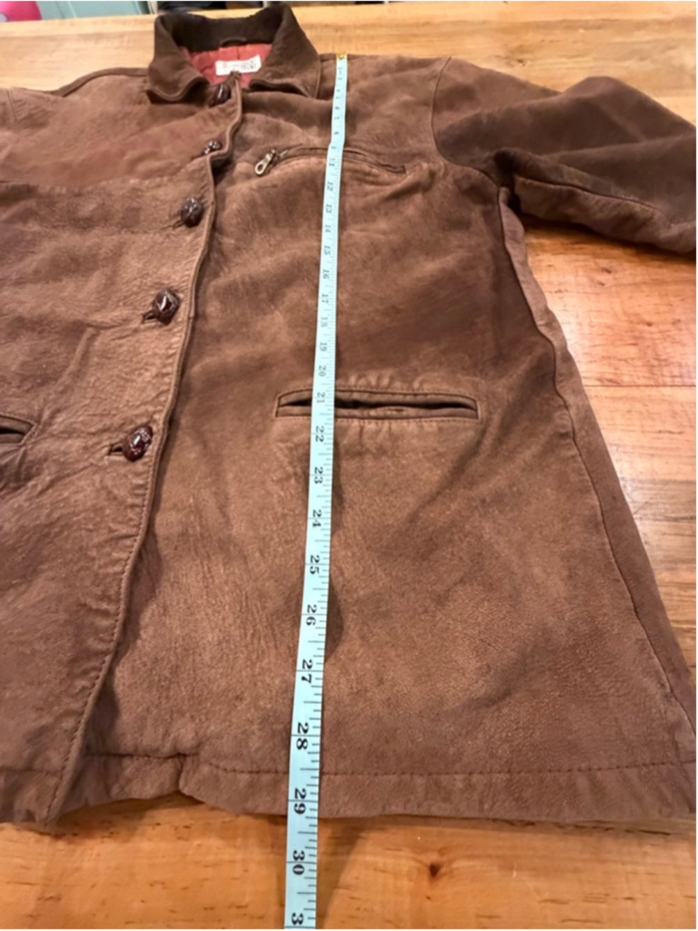 Vintage OASIS Brown Suede Leather Jacket Minimalist Western Cowboy Rancher Coat - Picture 11 of 12